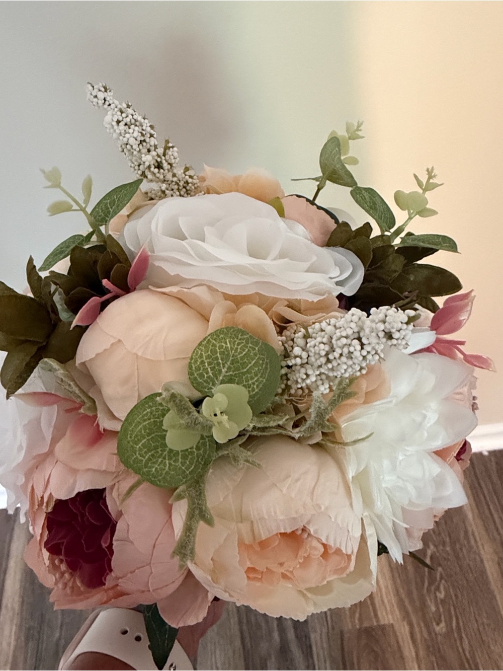 Wedding Bouquet for Bride/Bridesmaid. Cream White Rose Artificial. Faux Silk.
